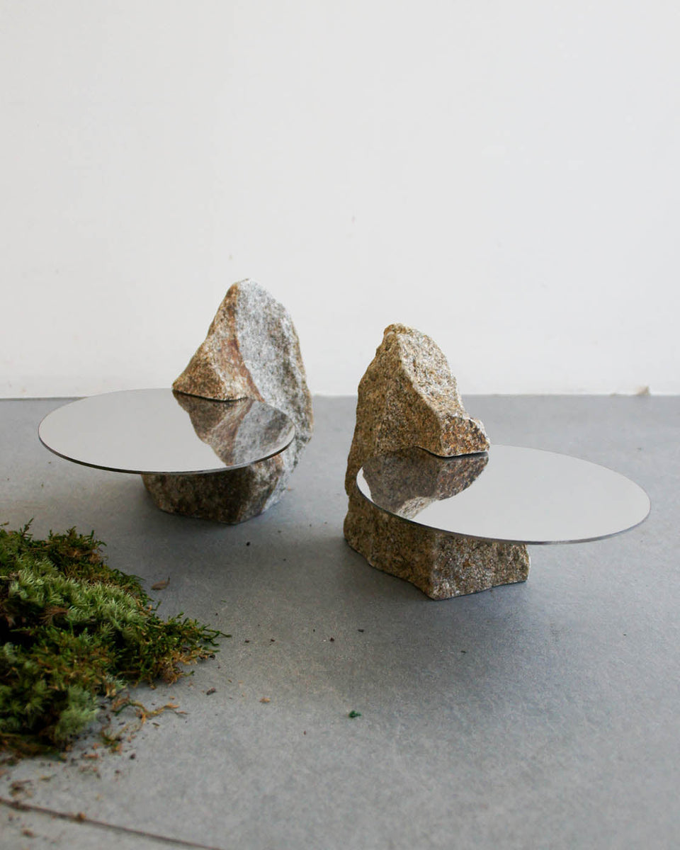 庵治石の台座 AJI STONE ｜盆栽の台座 12.8cm ラブラトライト 庵治石